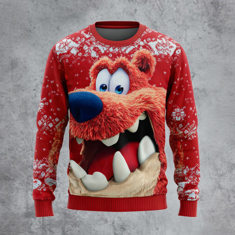 Comstylish Men's Fun Christmas Bear Ugly Sweater