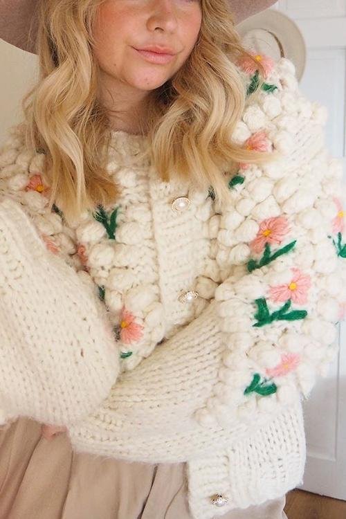 Pearl Button Cardigan-white