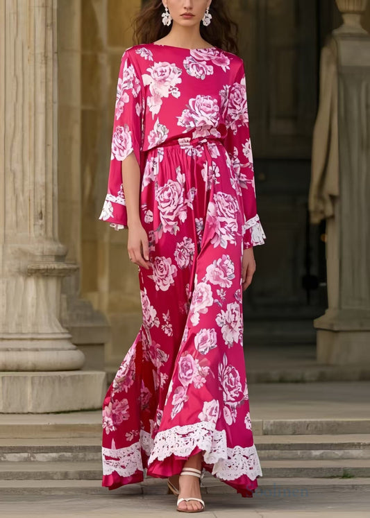 Rose Cinched Silk Long Dress Spring