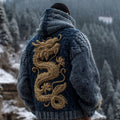 Men's Viking Dragon Style Celtic Thick Zip-up Hooded Sweater artswardrobe