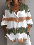 Women'S Casual Cotton And Linen Printed Shirt 