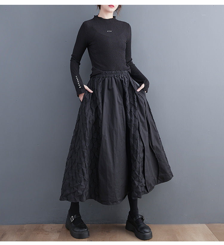 Fish Scale Print Oversized Panelled Skirt