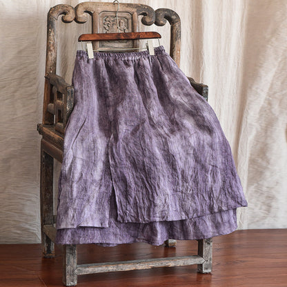 Literary Retro Cotton and Linen Distressed Linen Skirt