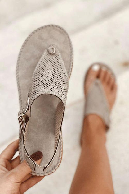 T-strap Perforated Sandals