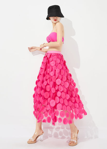 Rose Elastic Waist Exra Large Hem Tulle Skirt Summer