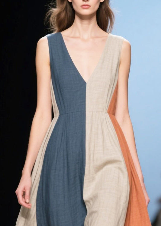 Multicolour Exra Large Hem Cotton Long Dresses Summer