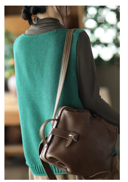 Cotton Knit Sleeveless V-neck Vest