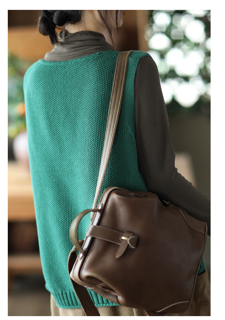 Cotton Knit Sleeveless V-neck Vest