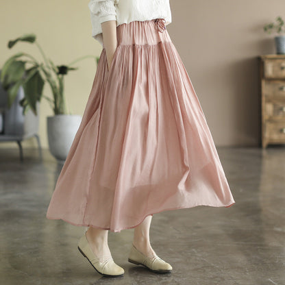 Cozy Cotton Linen Retro A-line Pleated Skirts