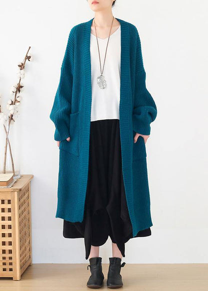 Oversized Knit Sweat Tops Oversize Blue Side Open Knitted Cardigans