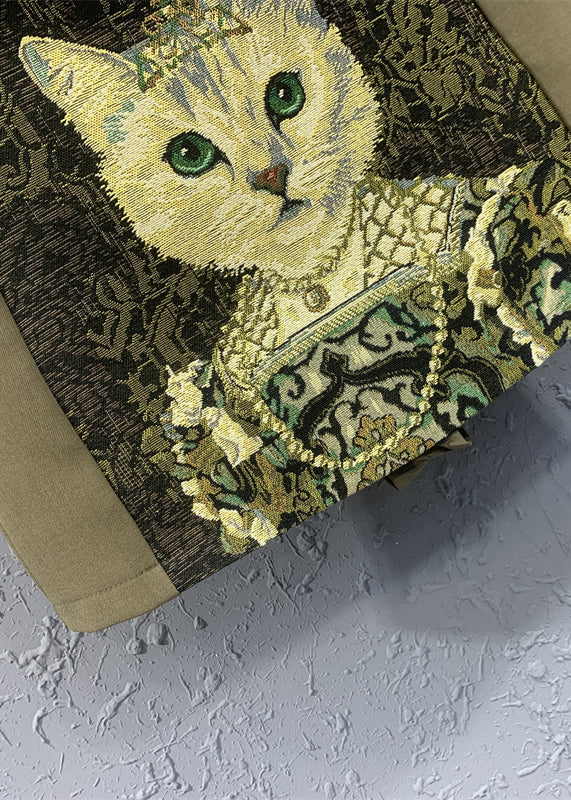 Versatile Coffee Animal Embroidered Cotton Skirts Autumn