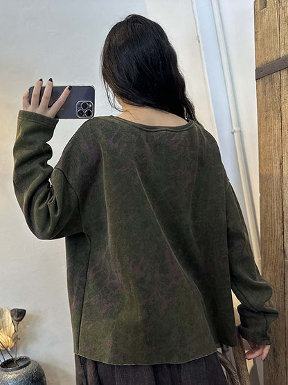 Worn Spliced Cotton Sweatshirt