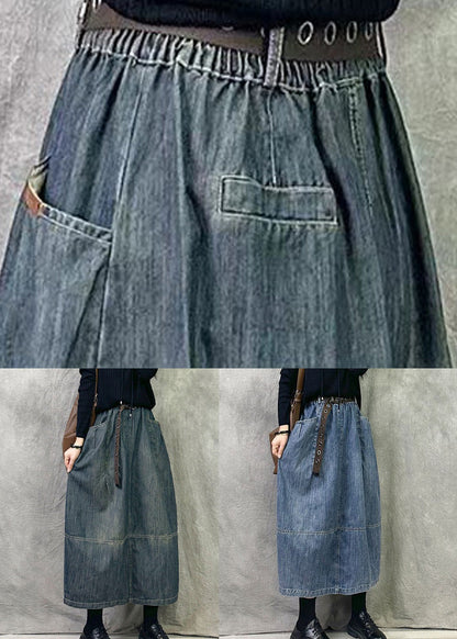 Modern Old Blue Pockets High Waist Denim Skirt Spring