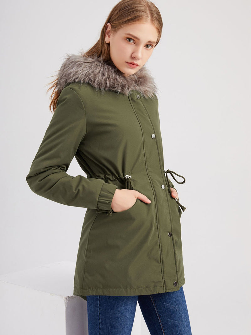 Parka Coat Street Daily Plush Winter Coat Color Oversized Fur Warm Coat