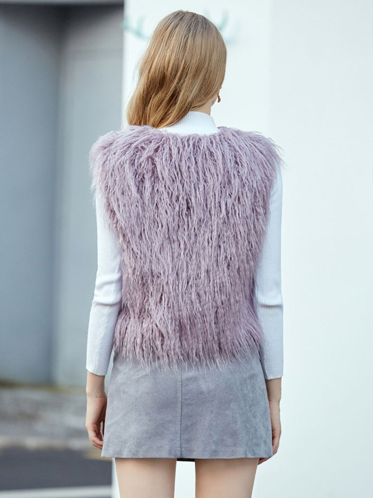 Faux Fur Vest Coat Sleeveless Faux Fur Jacket