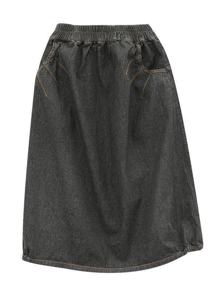 Elastic Waist Mid-length Half-length Denim Skirt Loose Loose Wild A-line Skirt