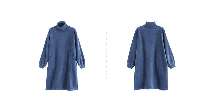 Corduroy Color Plus Velvet Thick Loose Turtleneck Top