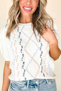 Bianca® | Half-sleeved sweater with cable knit and crew neck
