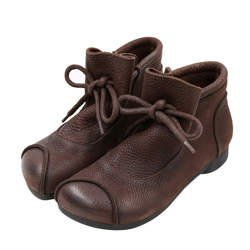 Cozy Autumn Retro Leather Ankle Boots