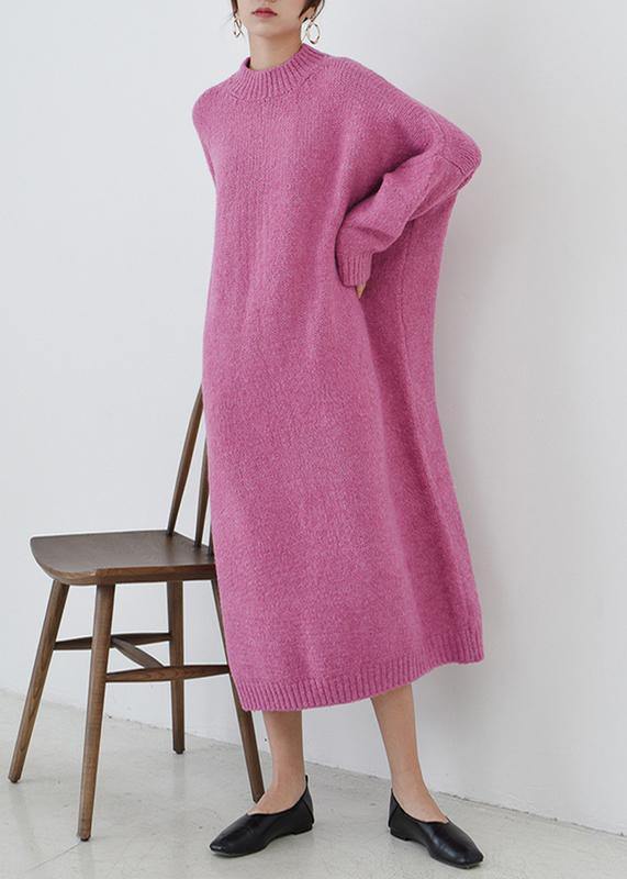 Cozy O Neck Sweater Fall Weather Rose Daily Knit Long Dresses