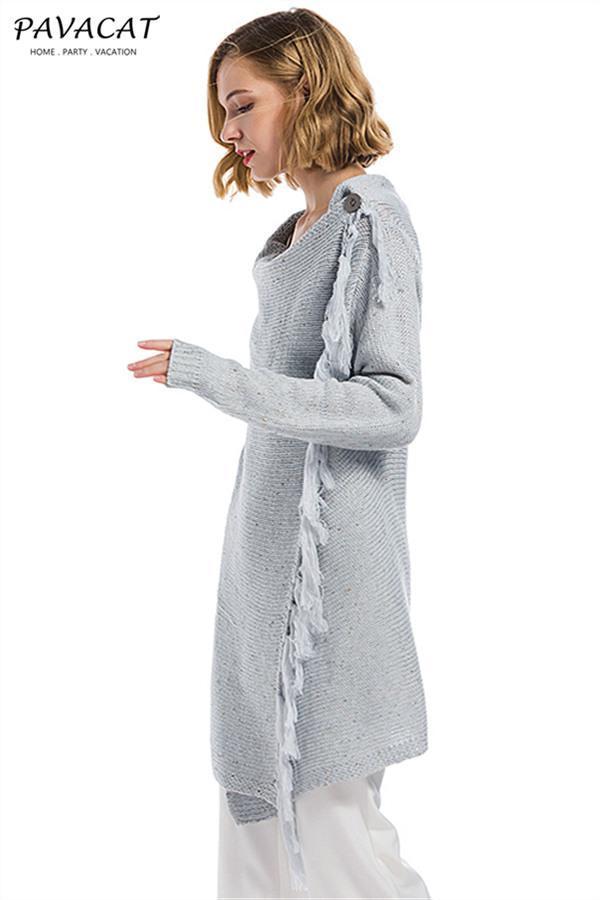 Tassel Asymmetrical Hem Shawl Speckled Fringe Cardigan - Khaki