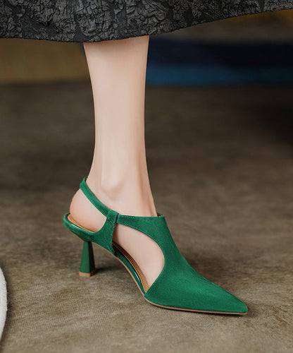 Green Stiletto Suede Sandals Pointed Toe