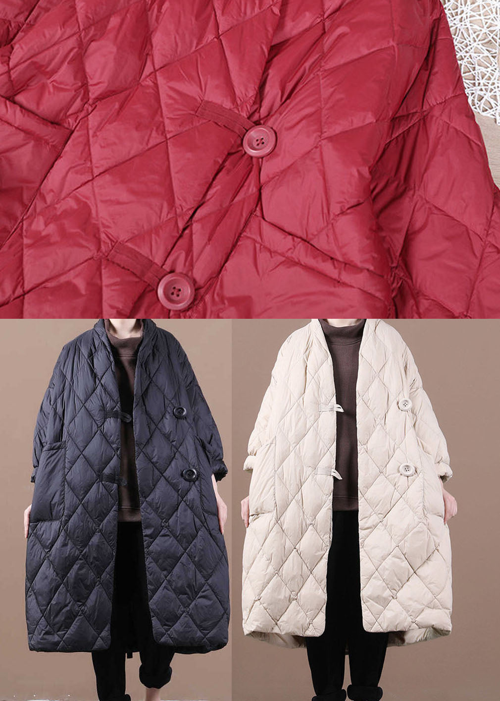 Italian Beige Warm Fine Cotton Filled Coats Winter