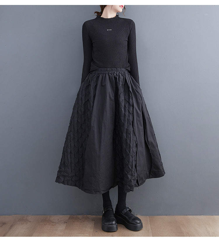 Fish Scale Print Oversized Panelled Skirt