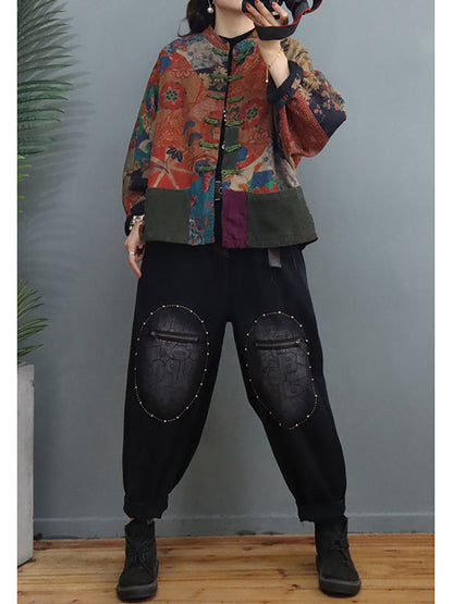 Cotton Linen Breasted Pocket Stitching Coat