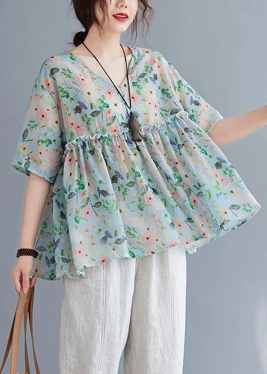 Organic V Neck Ruffles Summer Tops Ideas Blouse
