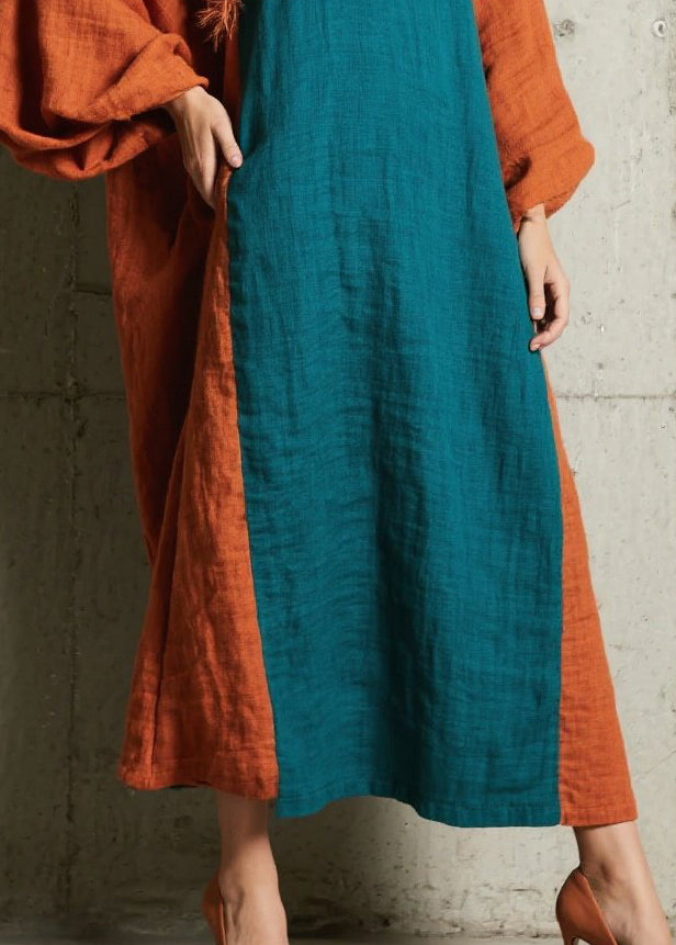 Peacock Blue Oversized Patchwork Faux Fur Holiday Dresses Fall