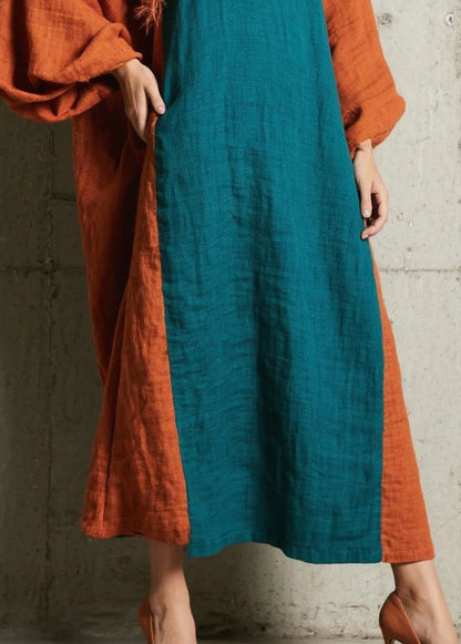 Peacock Blue Oversized Patchwork Faux Fur Holiday Dresses Fall
