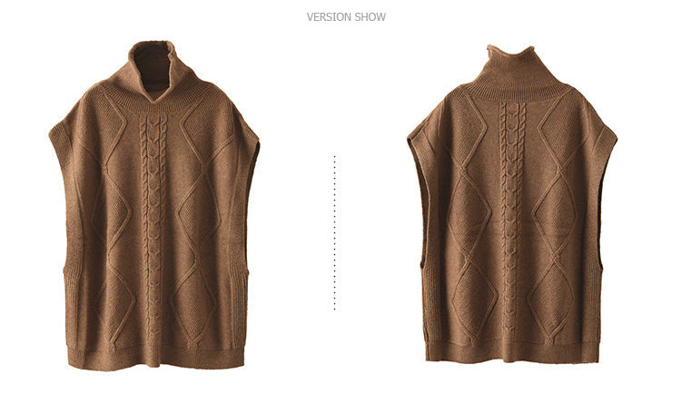 Twist Knit Turtleneck Vest