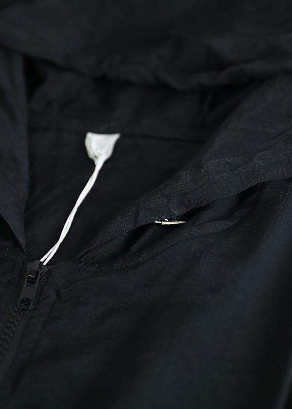 Style Hooded Drawstring Fine Clothes for Black Coats