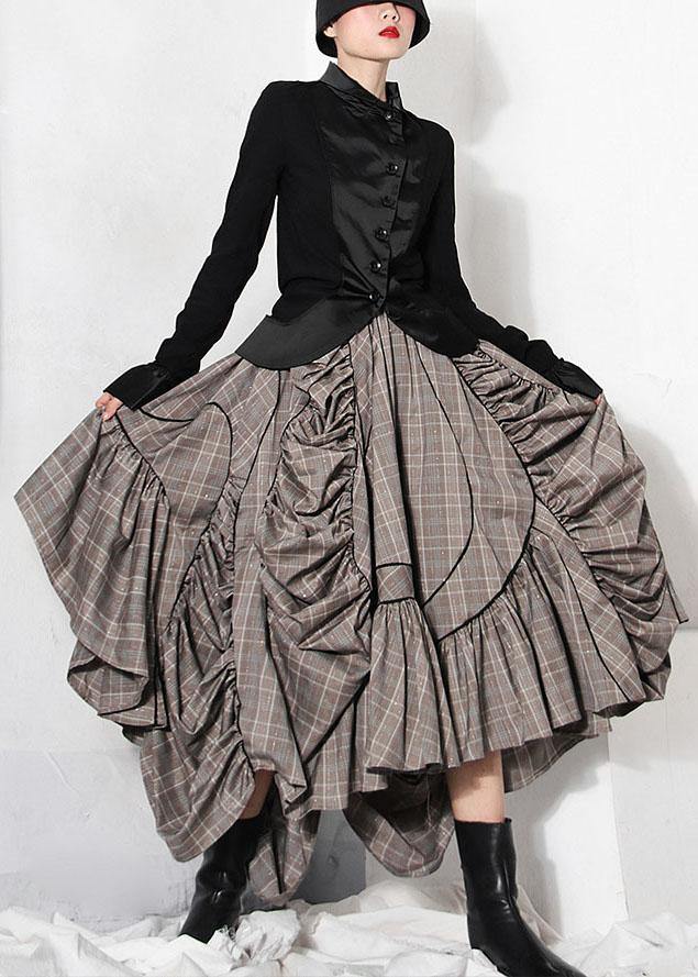 Plaid Asymmetrical Design Cinched Summer a Line Skirt