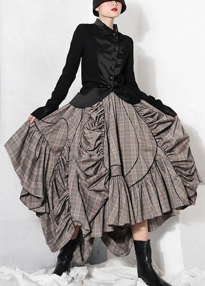 Plaid Asymmetrical Design Cinched Summer a Line Skirt