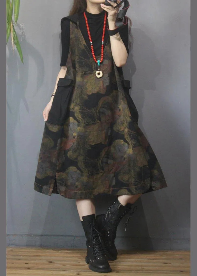 Printed Hooded Denim Vest Skirt