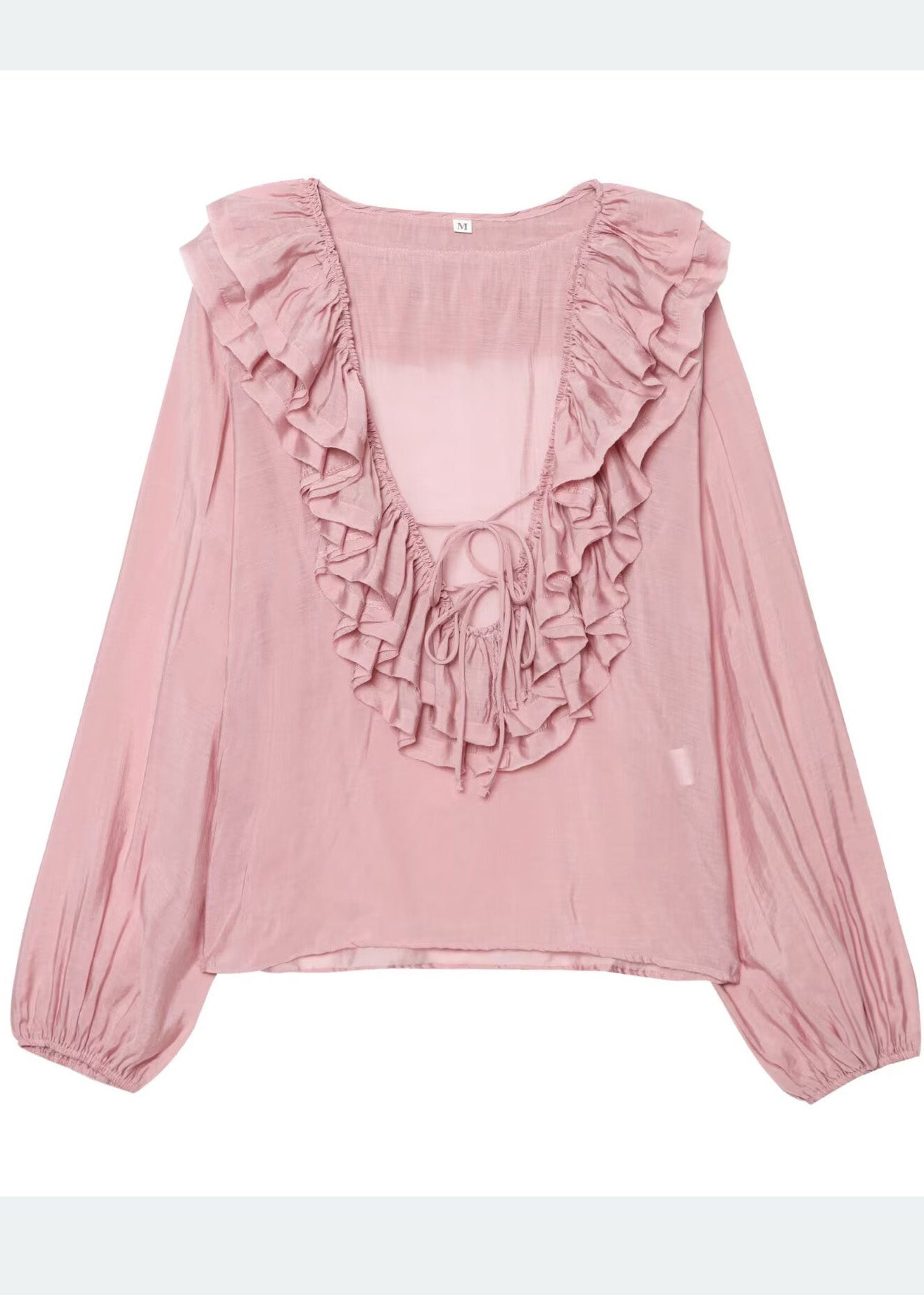 Sky Blue Ruffled Cotton Shirt Tops Summer