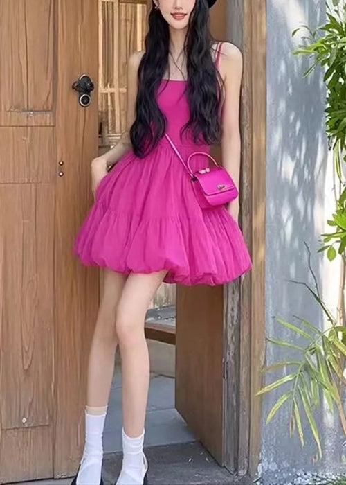 Simple Rose Cold Shoulder Cotton Spaghetti Strap Dress Sleeveless