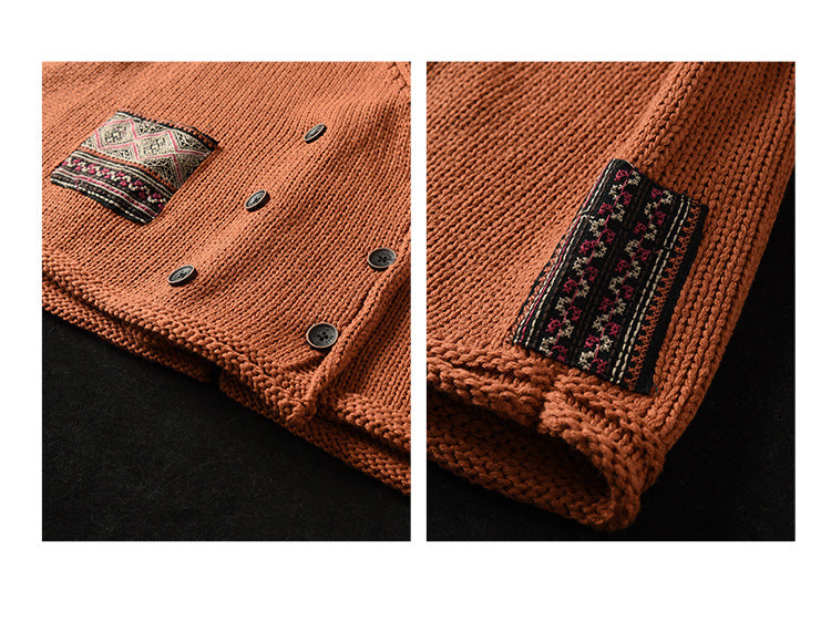 Knit Loose Double-breasted Patch Vest