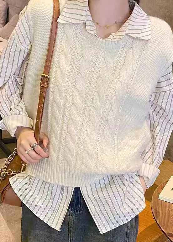Style Versatile Beige O Neck Knit Vest Tops Sleeveless