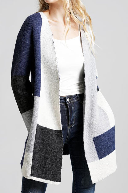 Knit Multi Color Long Sleeve Cardigan