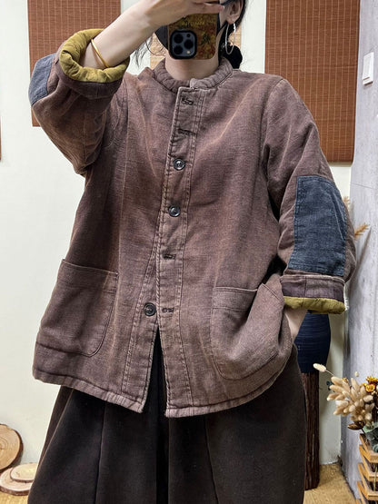 Patchwork Single Breasted Thick Coat
