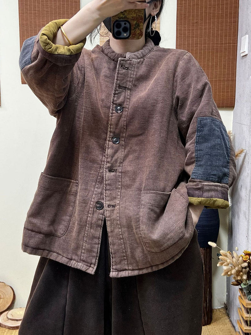 Patchwork Single Breasted Thick Coat