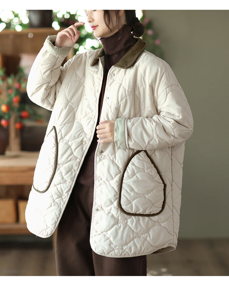 Retro Cotton Thickened Mid-length Quilted Jacket