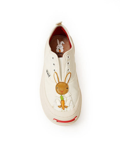 Stylish Beige Canvas Platform Flat Shoes for Splicing Character
