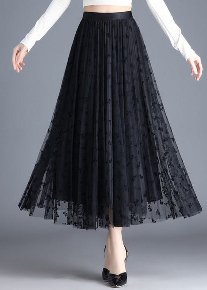 Black Butterfly Tulle a Line Skirts Wear on Both Sides Spring