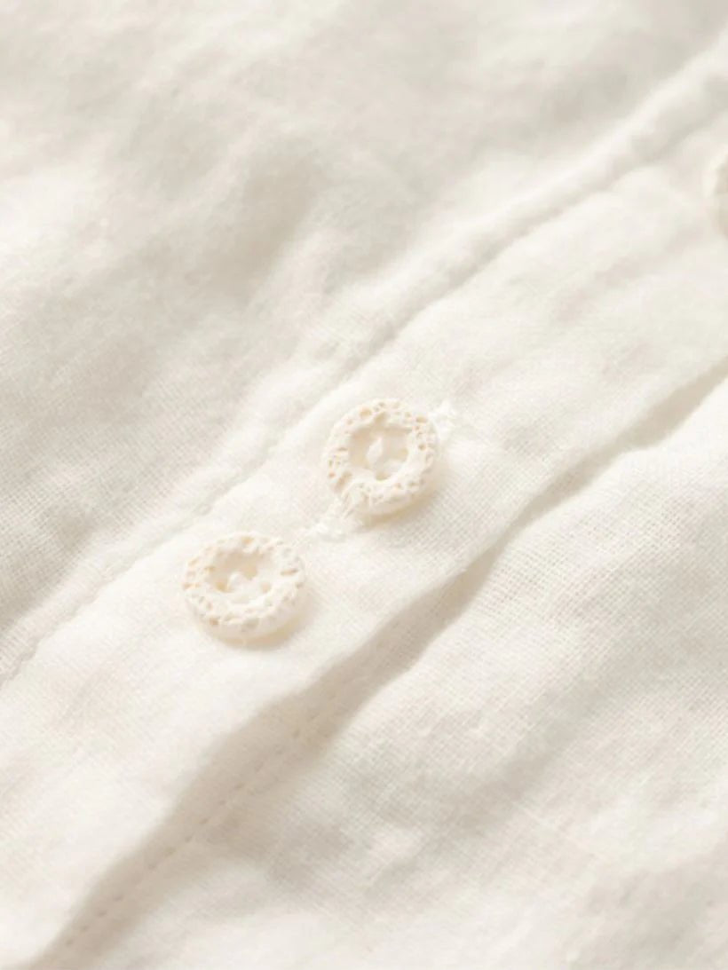Embroidered Long Sleeve Linen Shirt Top