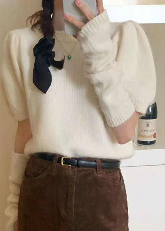 O-neck Short Detachable Sleeve Sweater Bubble Sleeve