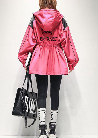 Rose Letter Embroidered Pockets Cotton Jacket Spring